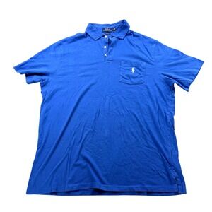 Polo Ralph Lauren Blue Pocket Polo Shirt Classic Fit Mens Large L
